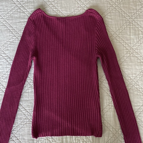 •H&M• Ribbed V-Neck Criss-Cross Wrap Long-Sleeve Shirt - Picture 3 of 5